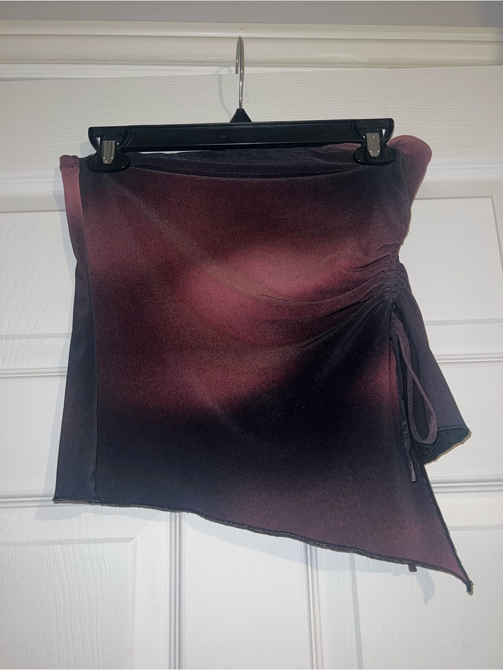 Garage Asymmetric Burgundy to Black Ombre Drawstring Tube Top